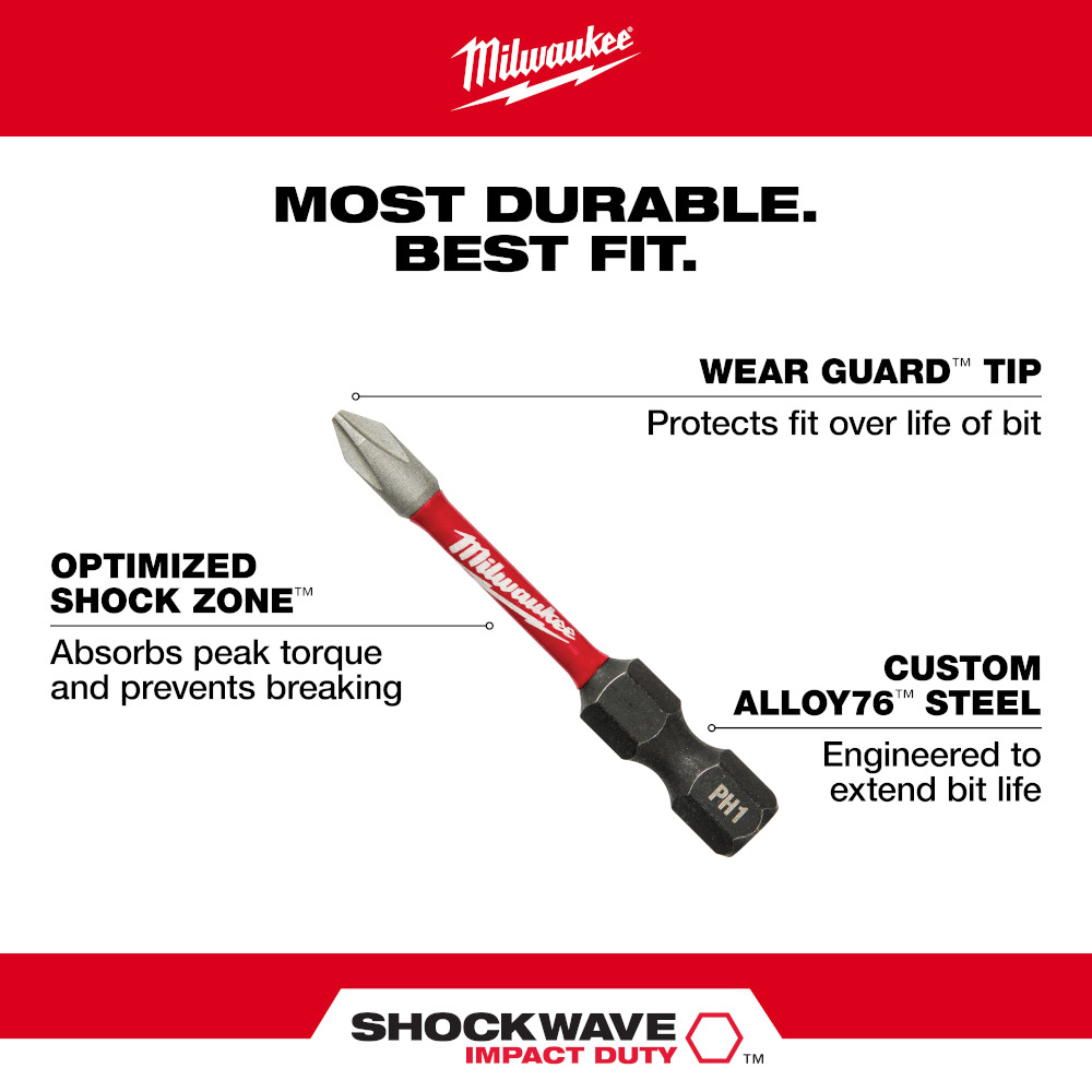 Milwaukee SHOCKWAVE Impact Duty Drive Bit Set - 55 Pieces from Columbia Safety